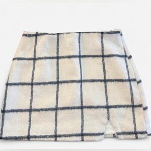 Ivory Plaid Mini Skirt with Black Windowpane Check